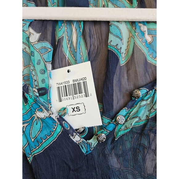 NWT Lucky Brand Sheer Boho Paisley Peasant Top, Size XS - Picture 7 of 12